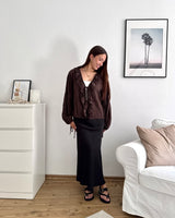 Bluse mit Rüschen Braun
