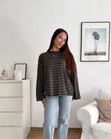 Longsleeve mit Streifen Schwarz/Olive