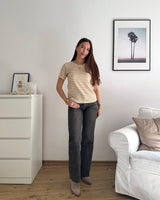 T-Shirt gestreift Strick Beige