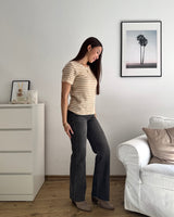 T-Shirt gestreift Strick Beige