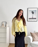Bluse mit Rüschen Gelb