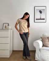 T-Shirt gestreift Strick Beige
