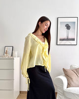 Bluse mit Rüschen Gelb
