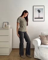 T-Shirt gestreift Strick Olive