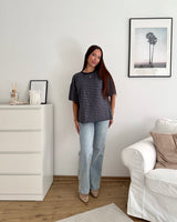 T-Shirt mit Streifen Blau/Grau