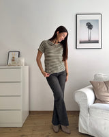 T-Shirt gestreift Strick Olive
