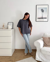 T-Shirt mit Streifen Blau/Grau