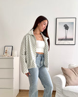 Jacke mit hohem Kragen Dots Creme
