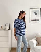 T-Shirt mit Streifen Blau/Hellblau