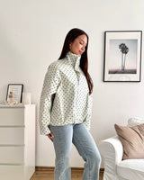 Jacke mit hohem Kragen Dots Creme