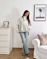 Jacke mit hohem Kragen Dots Creme
