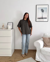 T-Shirt mit Streifen Schwarz/Olive