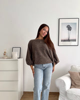 Ballon Strickpullover Hellbraun
