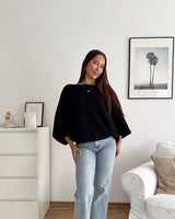 Ballon Strickpullover Schwarz