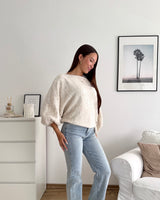 Ballon Strickpullover Beige
