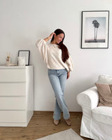 Ballon Strickpullover Beige