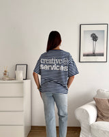 T-Shirt Creative my Services mit Streifen Blau
