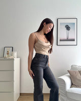 Body mit Wasserfallausschnitt Beige