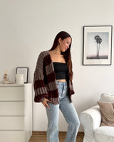 Grobe Strickjacke mit Streifen Hellbraun/Braun