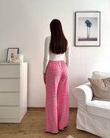 Stoffhose gestreift Rosa/Pink