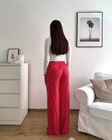 Stoffhose gestreift Pink/Rot