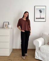 Dünner Strickpullover Hellbraun