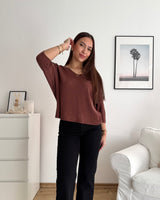 Dünner Strickpullover Hellbraun