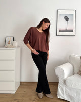 Dünner Strickpullover Hellbraun