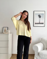 Dünner Strickpullover Gelb
