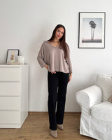 Dünner Strickpullover Taupe