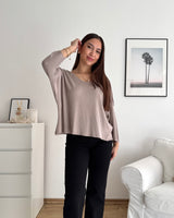 Dünner Strickpullover Taupe