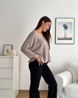 Dünner Strickpullover Taupe