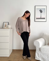 Dünner Strickpullover Taupe