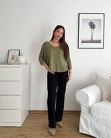 Dünner Strickpullover Olive
