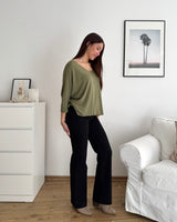 Dünner Strickpullover Olive