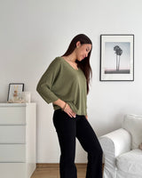 Dünner Strickpullover Olive