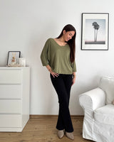 Dünner Strickpullover Olive
