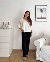 Dünner Strickpullover Weiß