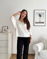 Dünner Strickpullover Weiß