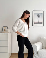 Dünner Strickpullover Weiß