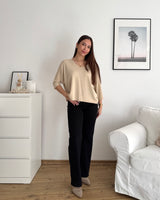 Dünner Strickpullover Beige