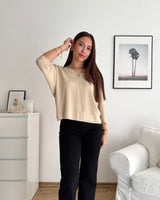 Dünner Strickpullover Beige