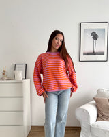 Strickpullover gestreift Orange/Rosa