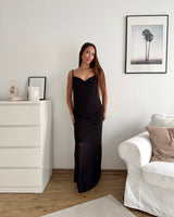 Maxikleid Mesh mit Dots Braun