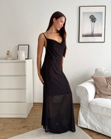 Maxikleid Mesh mit Dots Braun