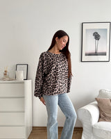 Sweater mit Leomuster Taupe