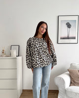 Sweater mit Leomuster Beige