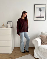 Sweater mit Leomuster Weinrot