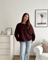 Sweater mit Leomuster Weinrot