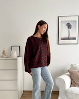 Sweater mit Leomuster Weinrot